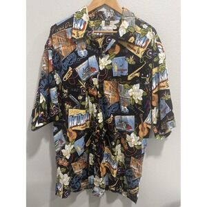 David Carey Originals Mens Shirt Large New Orleans Mardi Gras Hawaiian Aloha 3XL